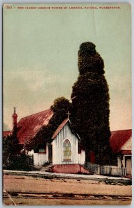 Tacoma Washington 1910s Postcard Oldest Church Tower In America