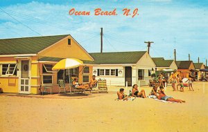 Ocean Beach NJ Ocean Front Cottages Note Sun Bathers Postcard