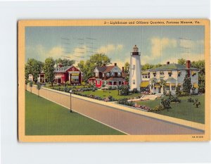 Postcard Lighthouse and Officers Quarters, Fortress Monroe, Hampton, Virginia