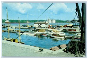 c1950's Small Boat Throng in Midland Harbour Midland Ontario Canada Postcard