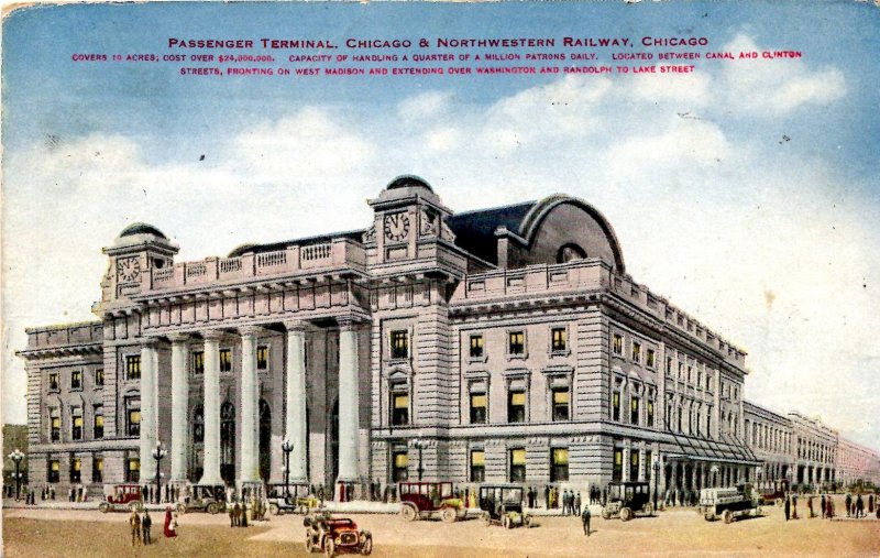 Chicago, Illinois - The Passenger Terminal, Chicago Northwestern Railway - 1913