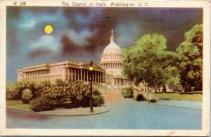 postcard  The Capitol at Night  Washington DC