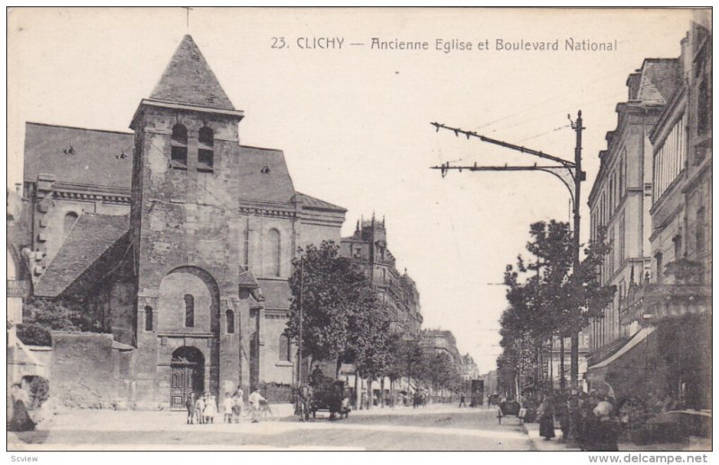 CLICHY, Hauts De Seine, France, 1900-1910's; Ancienne Eglise Et Boulevard Nat...