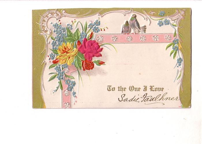 To the One I Love, Embossed with Silk Covered Flower and Birds