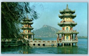 Taiwan Kaushion Postcard Spring Autumn Pagoda in Tsoying 1966 WW2 USS Morton