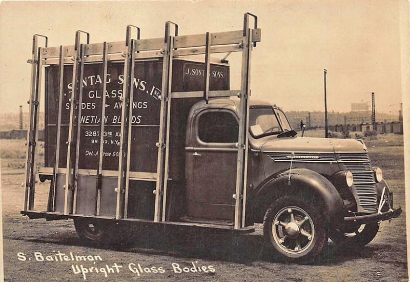 New York NY Baitelman Upright Glass Conveying Truck Bodies RPPC Postcard