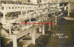 MO, Milo, Missouri, RPPC, J.L. Truex General Store Interior, Glassware Section