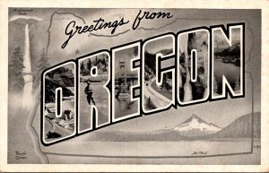 Oregon Greetings From Oregon Large Letter Linen 1945