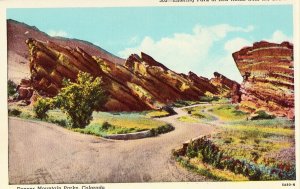 Linen Postcard - South Entrance, Park of Red Rocks - Denver Mountain Parks - Col