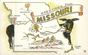 Missouri Map Attractions Anderson Kittrell Postcard artist impression 22-6168