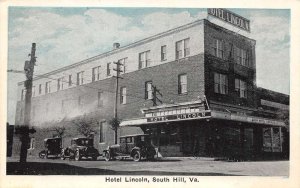 South Hill Virginia Hotel Lincoln, Sky Tinted Vintage Postcard U10541