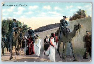 c1910's Egypt Going To The Pyramids Camel USS Kansas Posted Antique Postcard