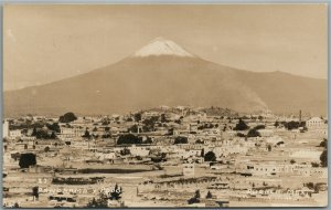PUEBLA MEXICO PANORAMA Y POPO VINTAGE REAL PHOTO POSTCARD RPPC w/ STAMP