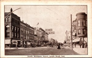 Postcard South Michigan Street in South Bend, Indiana