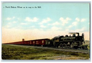 c1910's Railroad Locomotive North Dakota Wheat On Its Way To The Mill Postcard