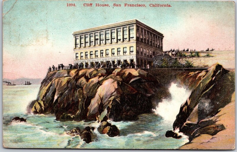 San Francisco California, 1914 Cliff House, Ocean View Exposition Stamp Postcard