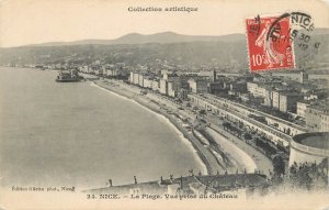 France navigation & sailing topic postcard Nice beach castle pier