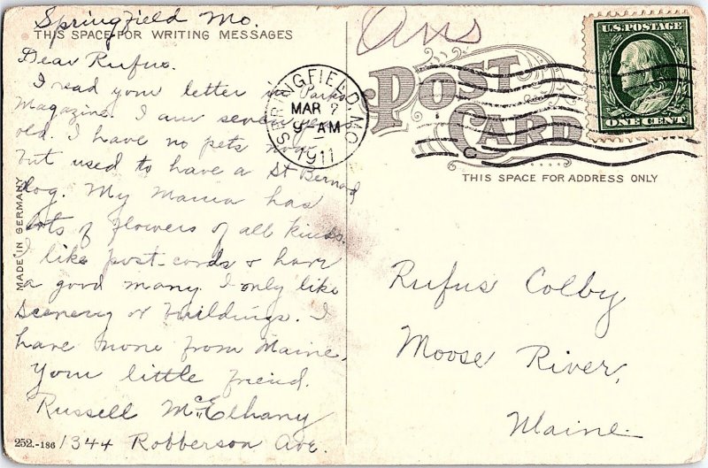 Postcard PARK SCENE Springfield Missouri MO AI4871