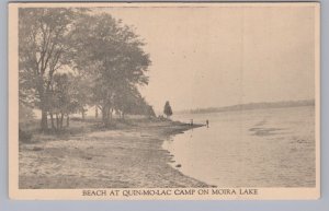 Beach, Quin-Mo-Lac Camp, Moira Lake, Hastings, Ontario, Vintage 1952 Postcard