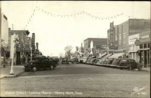 Monte Vista CO Adams St. Cars Sanborn Real Photo Postcard