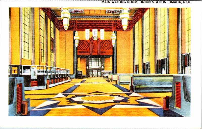 Postcard TRAIN STATION SCENE Omaha Nebraska NE AO4527