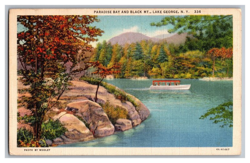 c1936 Postcard NY Paradise Bay Black Mtn. Lake George New York 