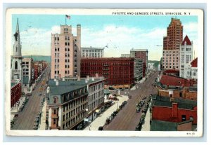 1930 Aerial View Of Fayette And Genesee Streets Syracuse New York NY Postcard