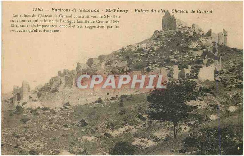 Old Postcard Around Valencia St Peray Ruins of the old Chateau de Crussol