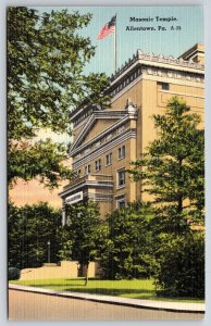 Allentown Pennsylvania~Panorama Masonic Temple~Vintage Linen Postcard