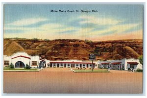 c1940 Milne Motor Court Center Bryce Zions Grand Canyon St. George Utah Postcard