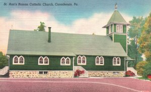 Vintage Postcard 1930's St. Ann's Roman Catholic Church Canadensis Pennsylvania