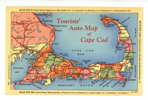 MA - Cape Cod. Tourists' Auto Map ca 1933