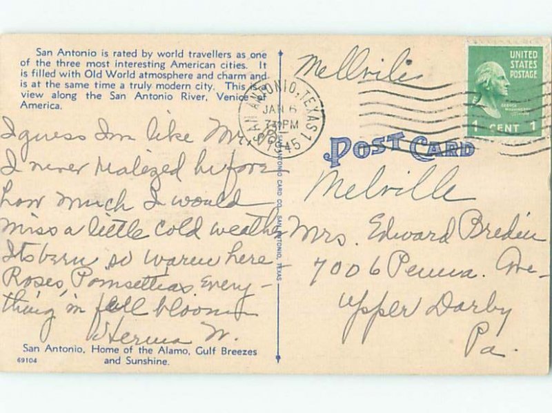 Linen RIVER SCENE San Antonio Texas TX AE6291