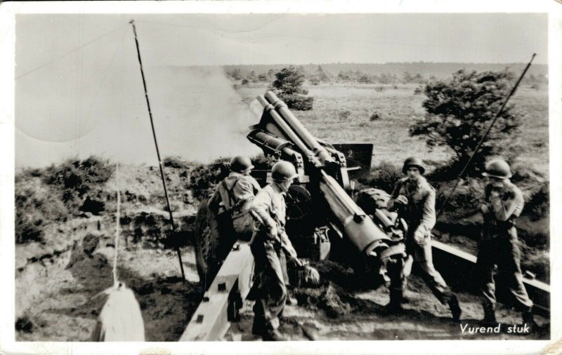 Military Dutch postcard Vurend stuk RPPC 3.30