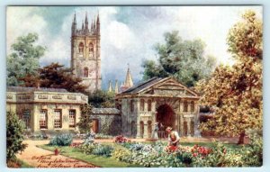 Tuck Oilette PICTURESQUE OXFORD Botanic Gardens MAGDALEN TOWER Wimbush Postcard
