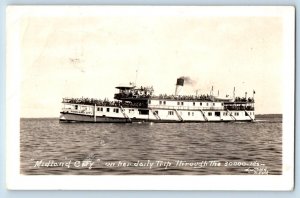 Triple Bay Park Ontario Canada Postcard RPPC Photo Midland City Steamer Trip