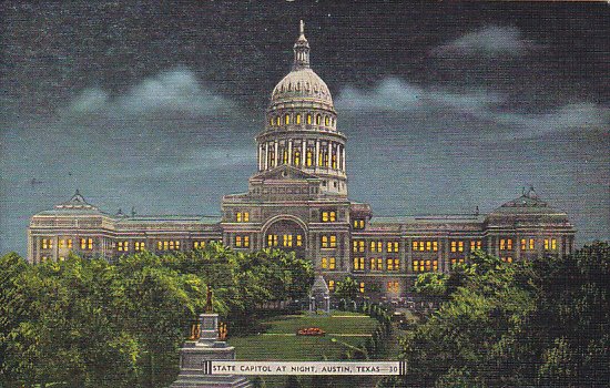 Texas Austin State Capitol At Night