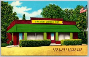 Vtg Harbert Michigan MI Swedish Coffee Pot Restaurant 1960s View Old Postcard