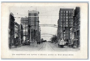 c1905 New System Electric Arches West Broad Street Columbus Dispatch OH Postcard