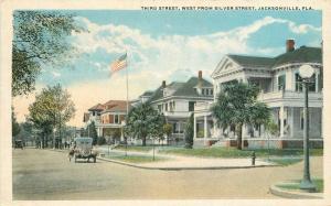 Autos Flag 1918 3rd Street Silver Postcard Jacksonville Florida 302