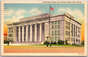 1940 Wyandotte County Courthouse Kansas City Kansas KS Posted Postcard