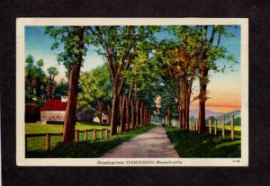 MA Greetings From Framingham Mass Massachusetts Linen Postcard