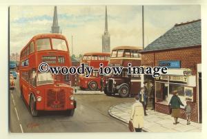 tm5614 - Midland Red Buses at Pool Meadow , Coventry 1950's - art postcard