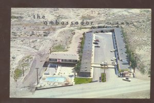GALLUP NEW MEXICO ROUTE 66 THE AMBASSADOR MOTEL ADVERTISING POSTCARD AERIAL