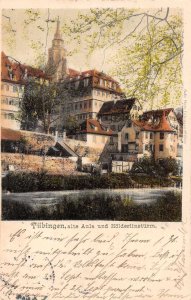 Tubingen Germany Aula und Holderlinsturm Vintage Postcard JF360313