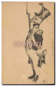 Postcard Old Man Bird Army