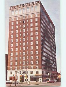 Unused Pre-1980 OLD CARS & SHOPS & LE CLAIRE HOTEL Moline Illinois IL Q5940