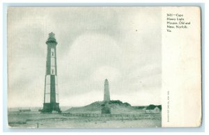 1910 Cape Henry Light Houses, Old and New, Norfolk Virginia VA Postcard 