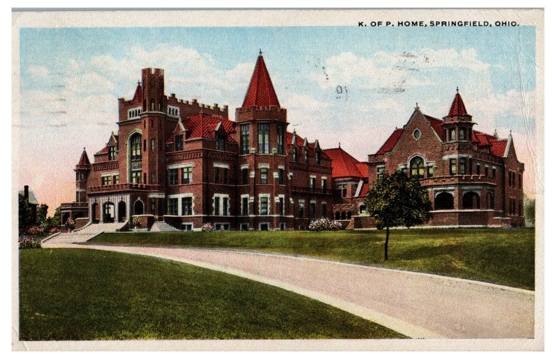 1920 K of P Home Springfield Ohio Vintage Postcard Knights Castle