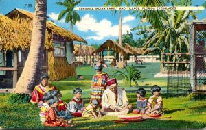 Florida Everglades Seminole Indian Family and Village 1953